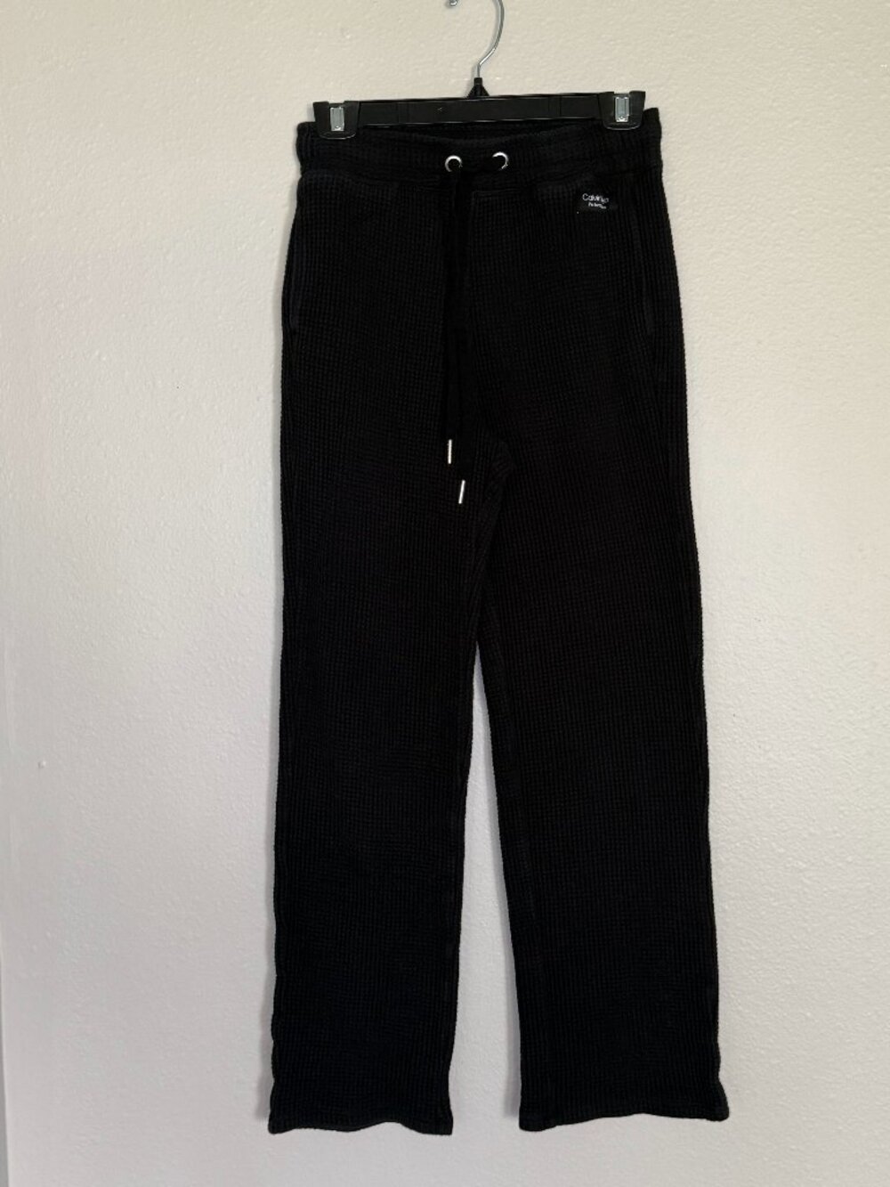 Calvin Klein Performance Waffle Knit Pants Small S Black Thermal Leggings